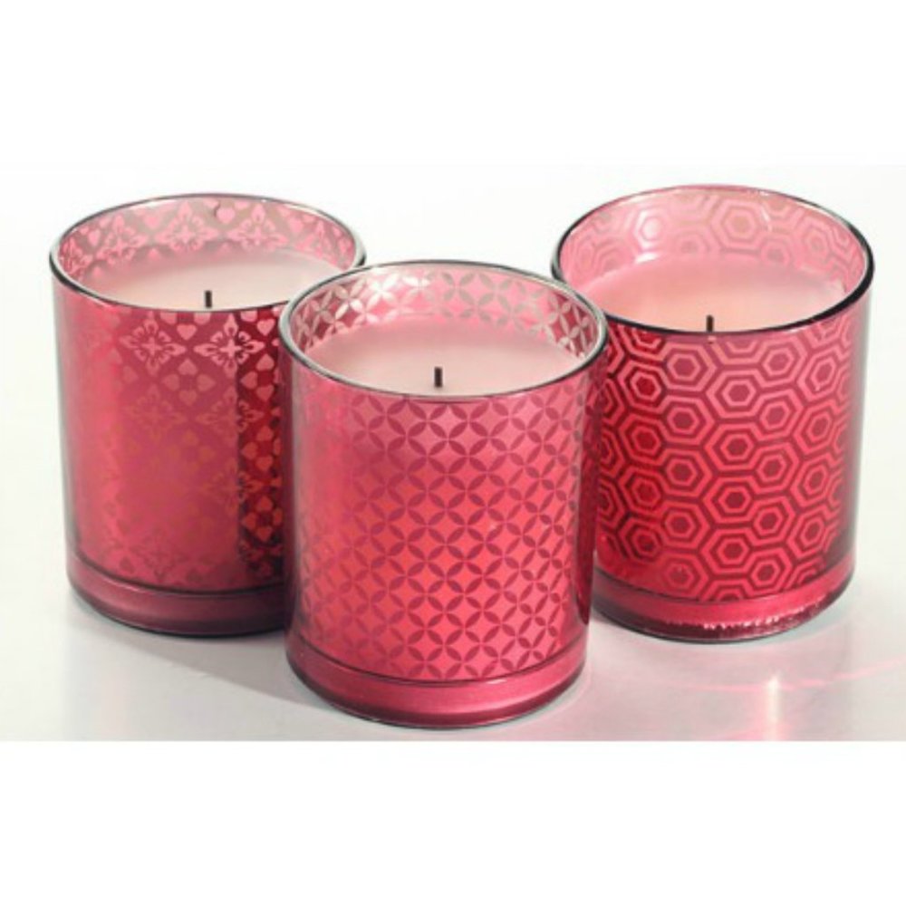Set of 3 Flameless LED Candles in Etched Glass, Timers